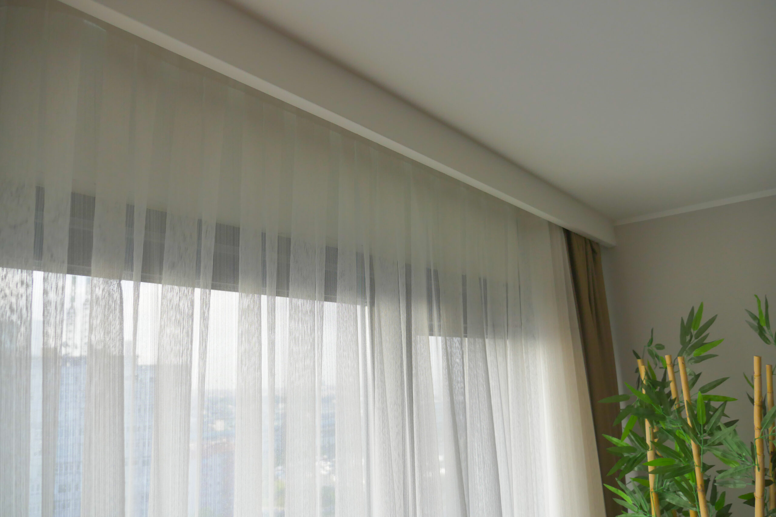 close up of clean fabric curtain.