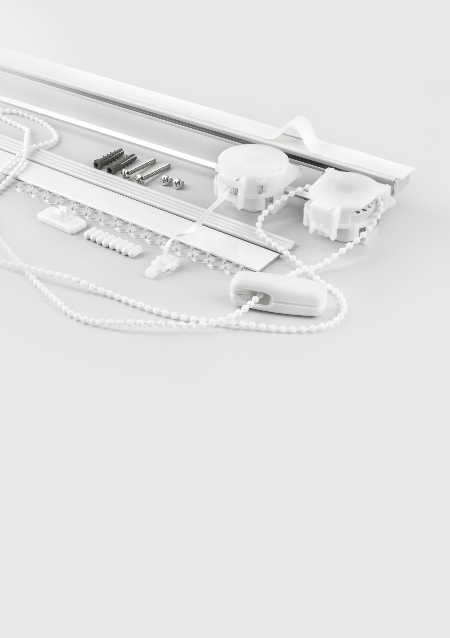 Mechanism for the roman, french, austrian blind on the white background.