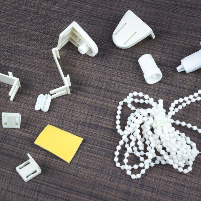 Close up detail of a roller blind. Color blackout roller blind. Sun and Heat Protection